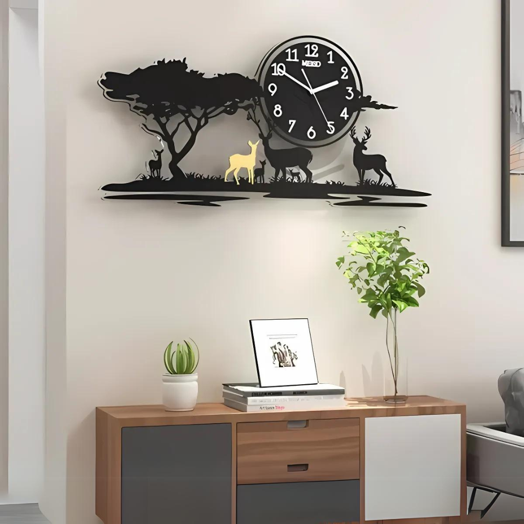 3d Jungle Wooden Wall Clock