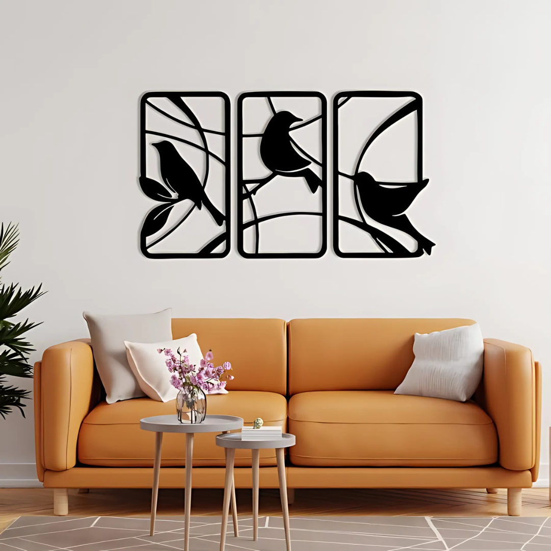 Wall Art 3pcs Birds On Branches Frame Nature Wall Decor