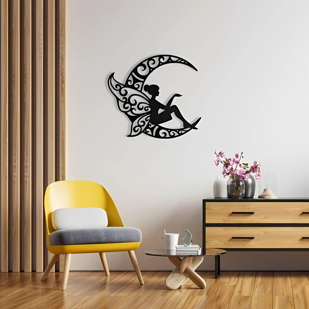 Fairy Moon Wooden Wall Art, Elf Moon Decoration