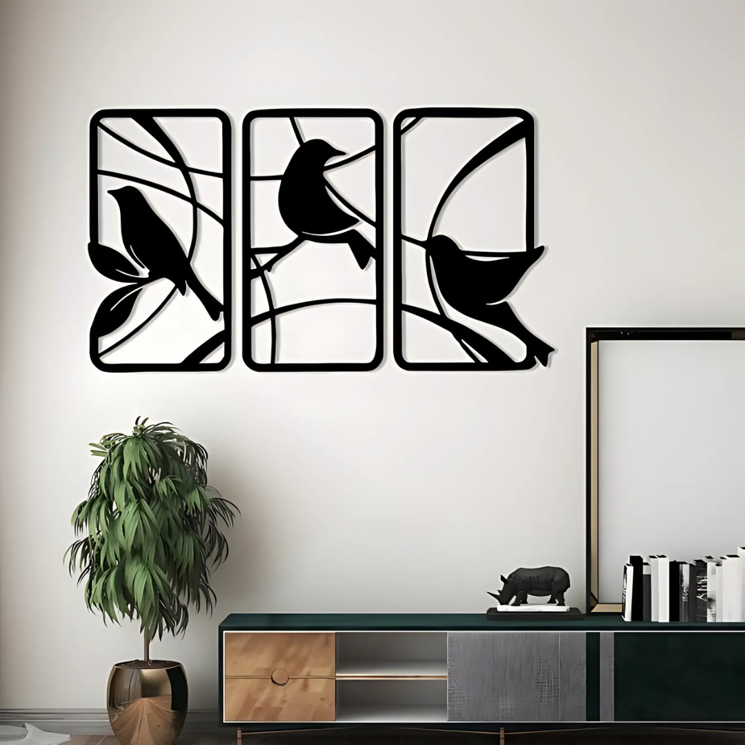 Wall Art 3pcs Birds On Branches Frame Nature Wall Decor