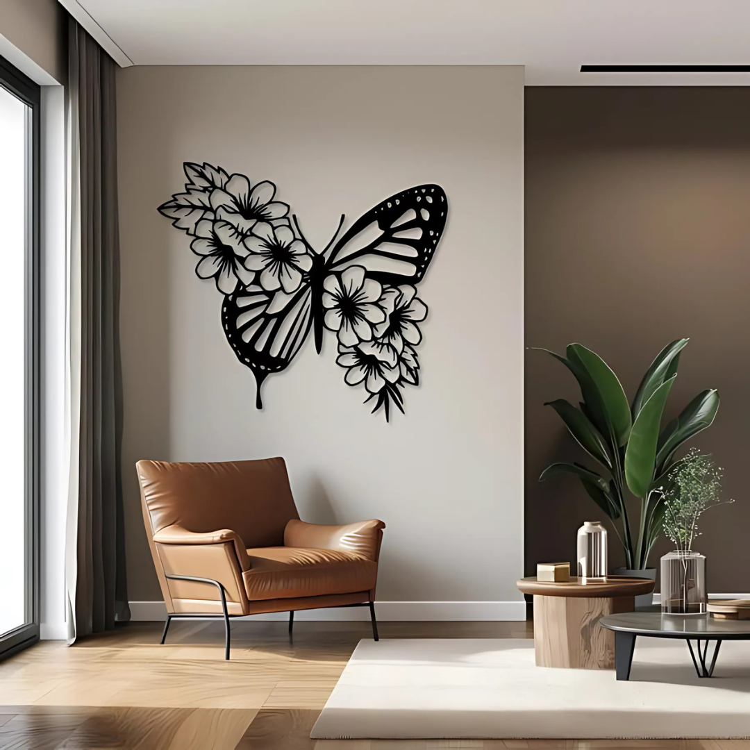 Home Decor Flower Butterfly Wooden Wall Art