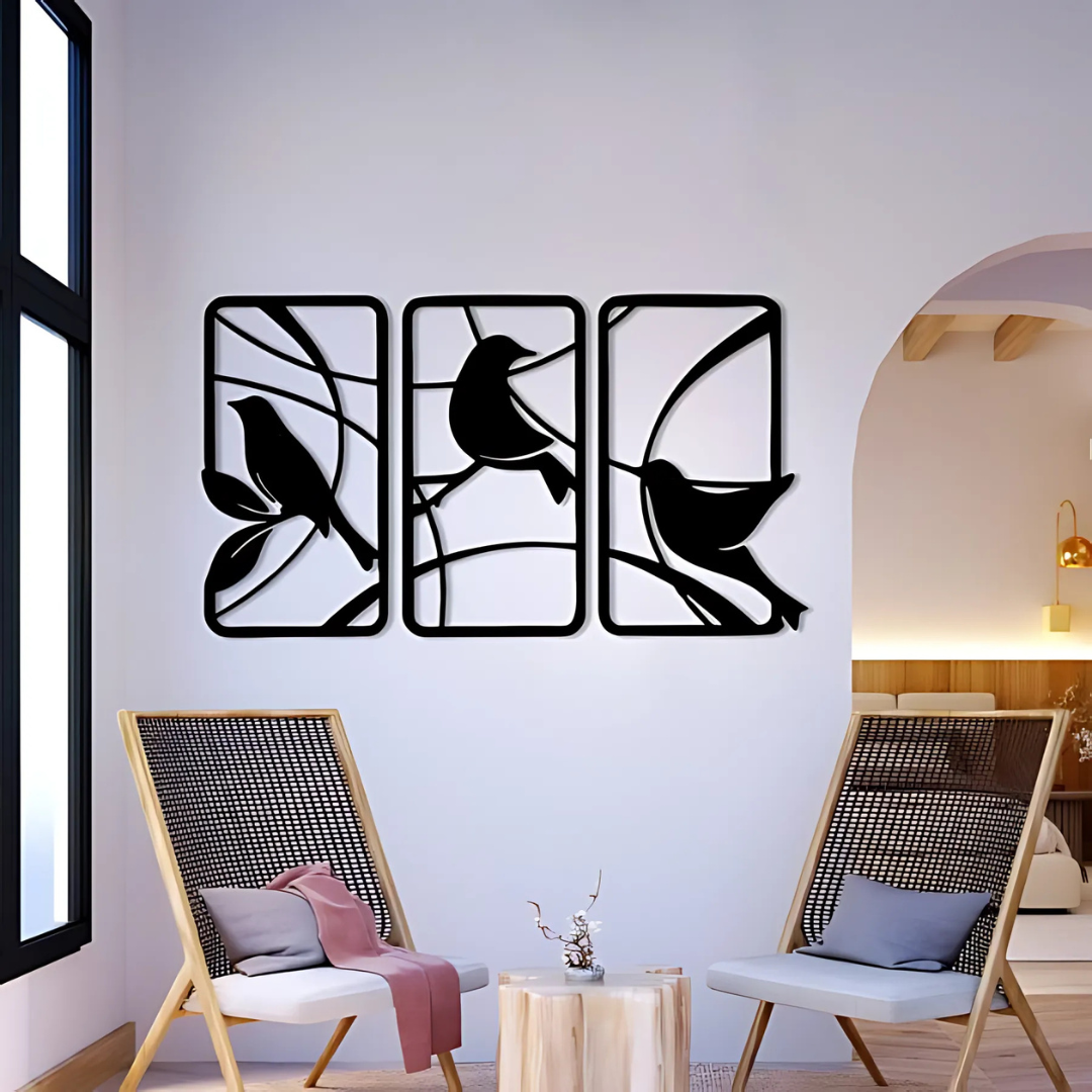 Wall Art 3pcs Birds On Branches Frame Nature Wall Decor