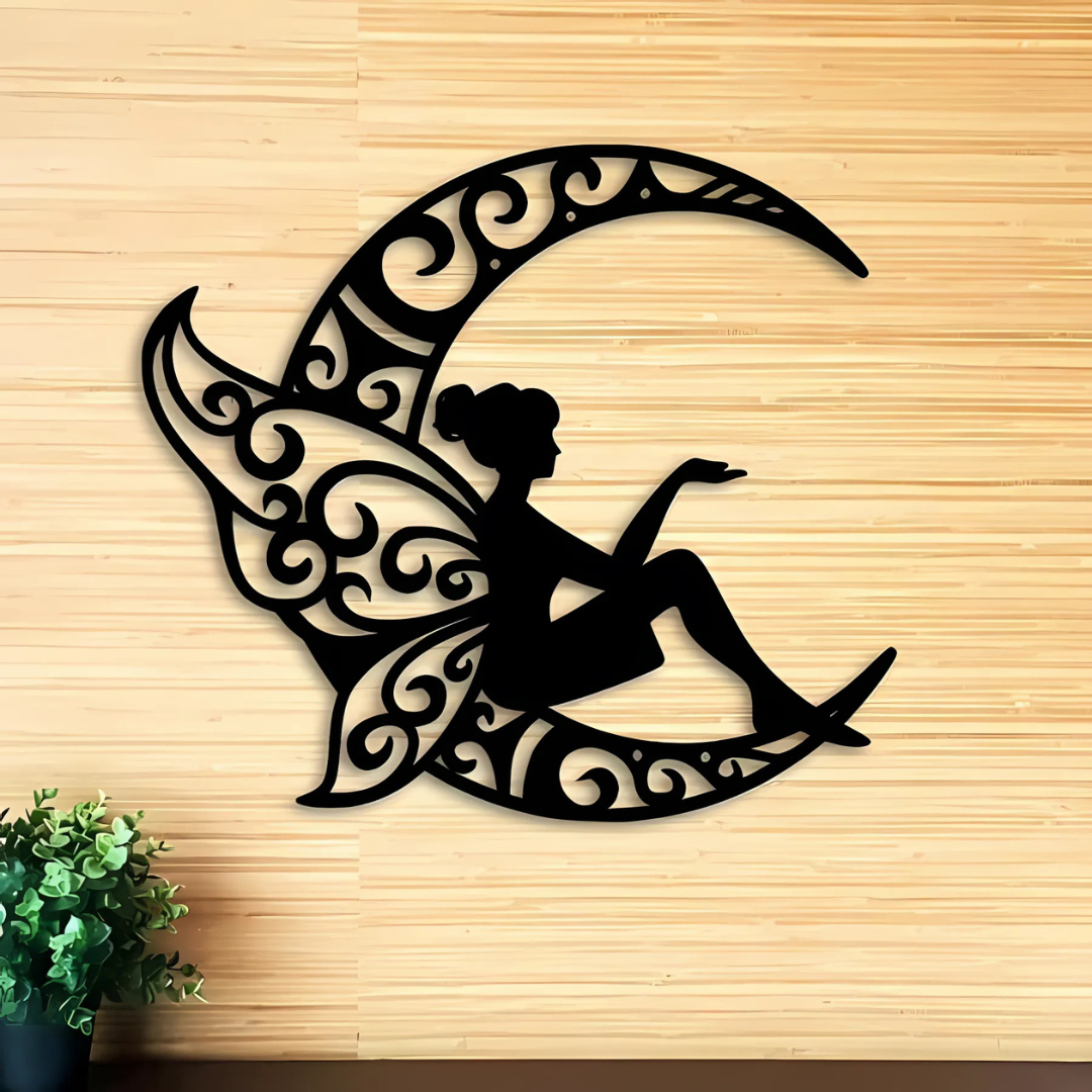 Fairy Moon Wooden Wall Art, Elf Moon Decoration