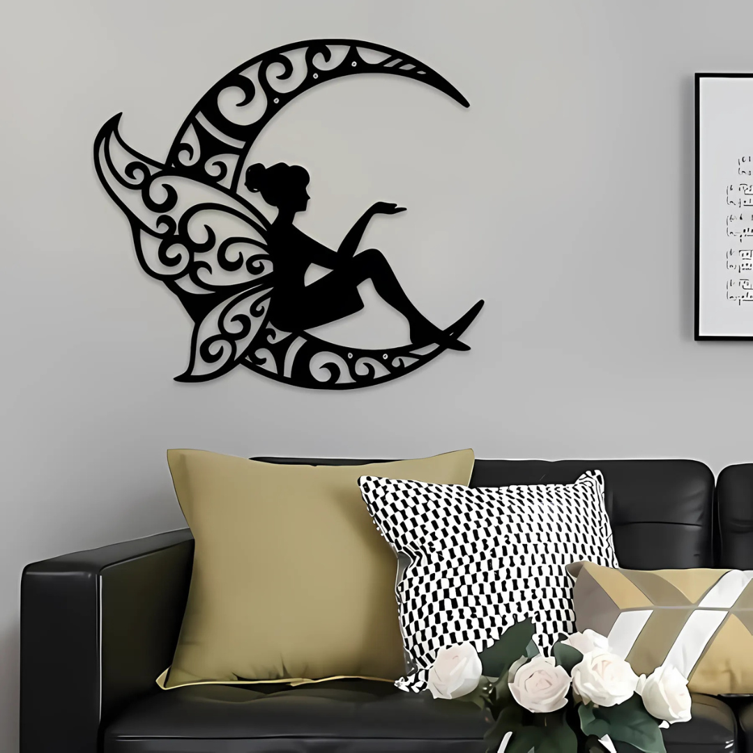 Fairy Moon Wooden Wall Art, Elf Moon Decoration